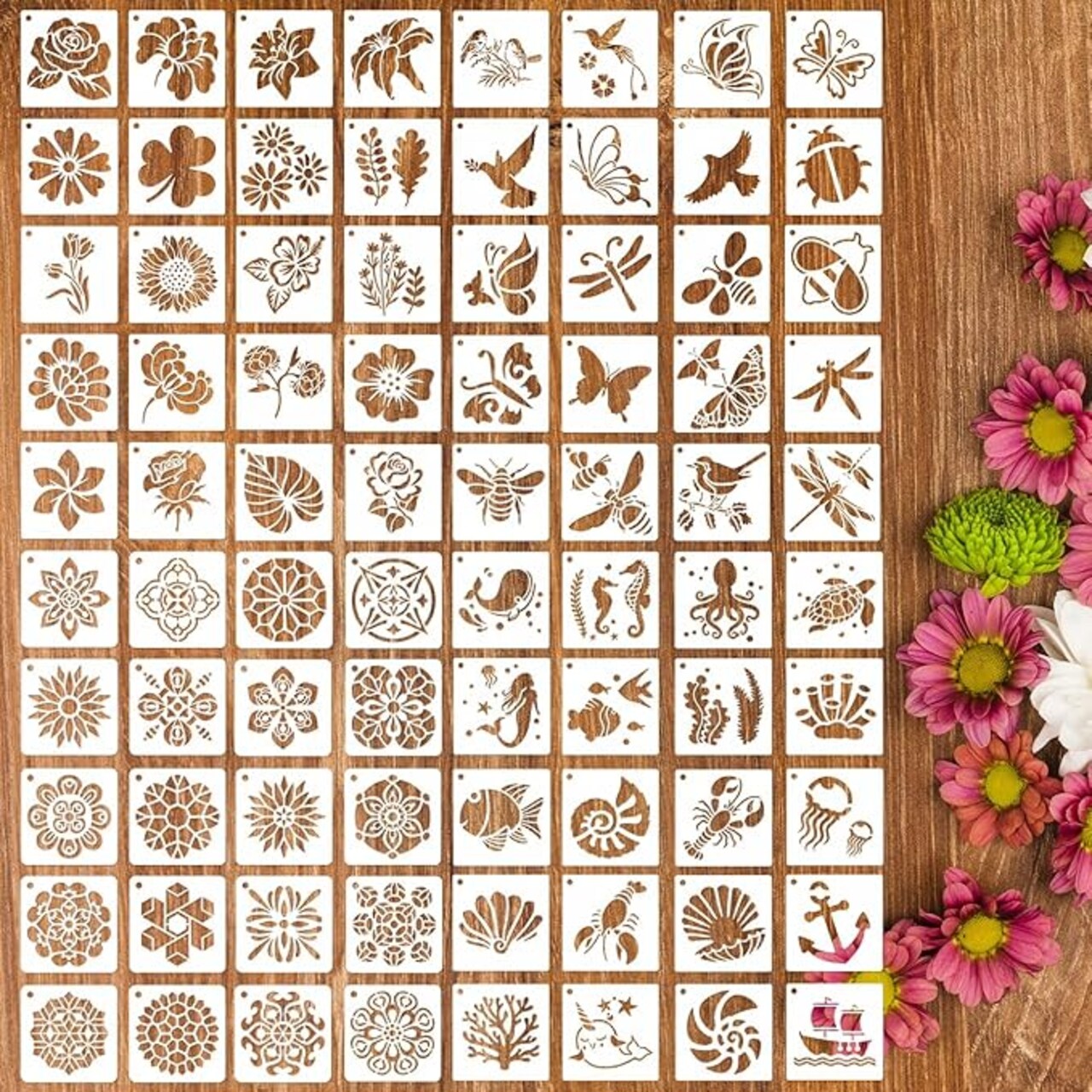80PCS 3 Inch Plastic Small Craft Stencils - Reusable Rock & Home Decor Painting Stencils